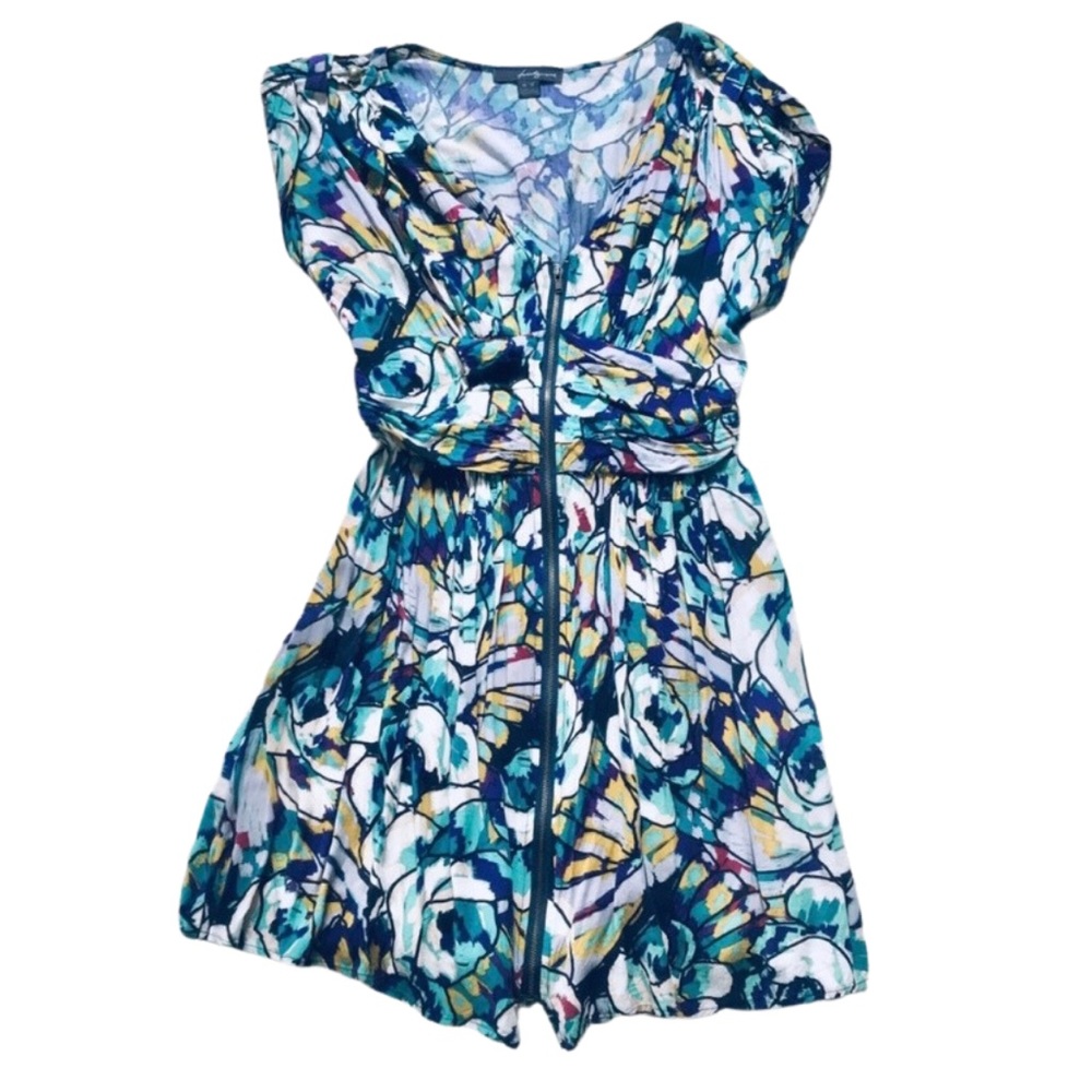 F21 Fun, Floral Print Zip-Up Party Dress